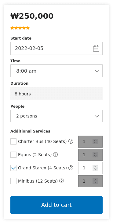 Screenshot of VIP Travel's chauffeur service online booking form.